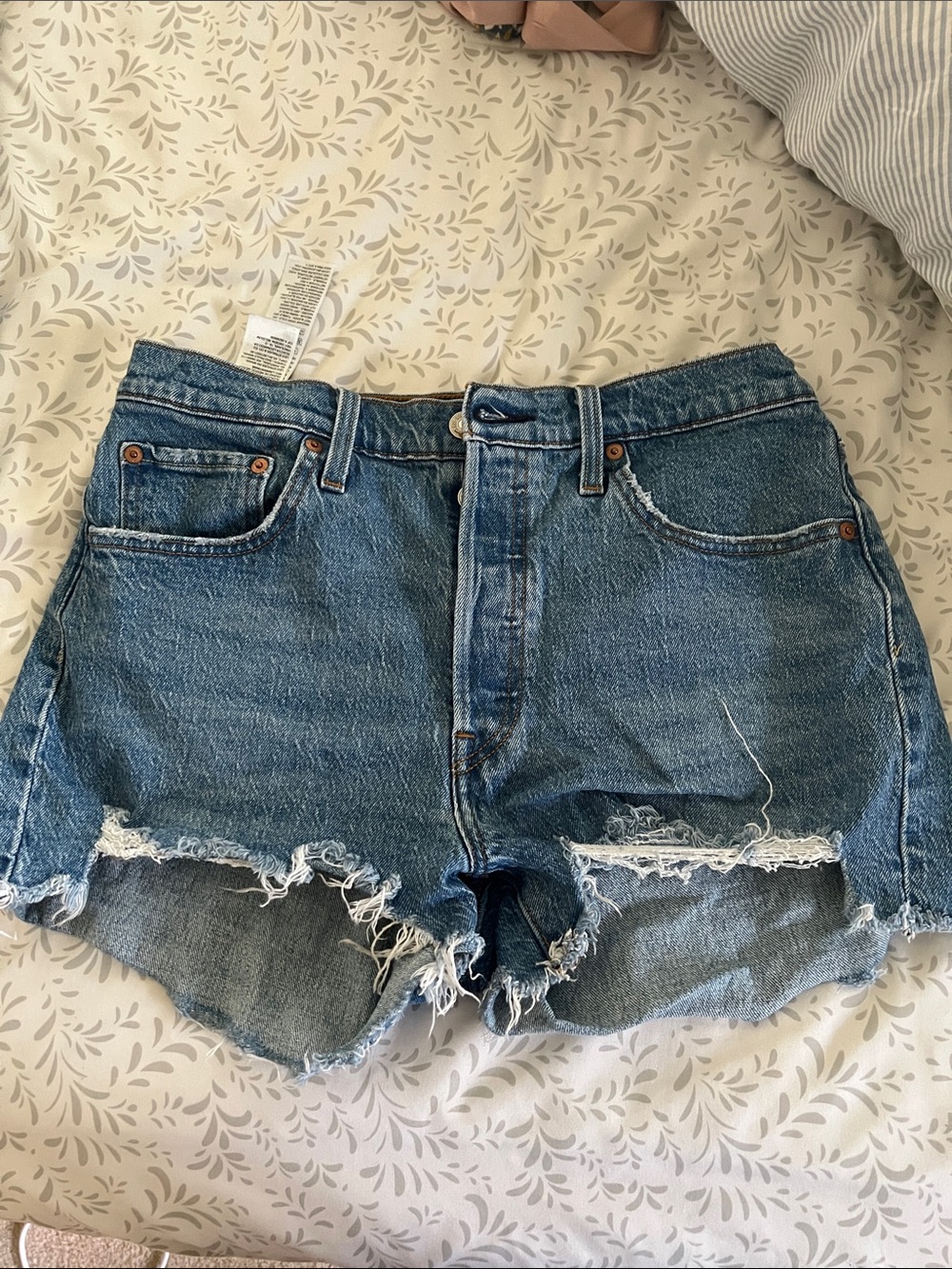 Levi's Distressed Denim Cutoff Shorts - Blue